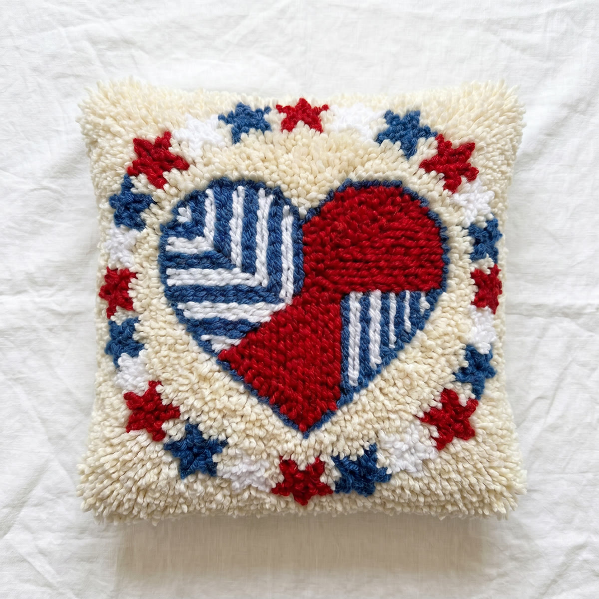 Rubbyoo Latch Hook Pillow Kit - Patriotic Heart | Handmade Pillow Cover | Diy Decorative Cushion - image 6
