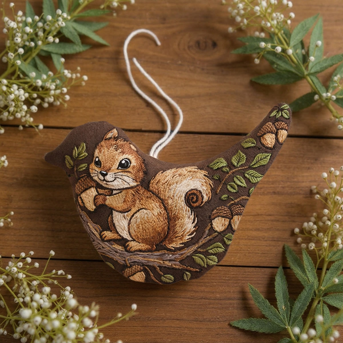 Rubbyoo Bird-shaped Embroidery Kit -  Squirrel And Acorn | Unique Woodland Gift For Her | Nursery Wall Decor - image 5