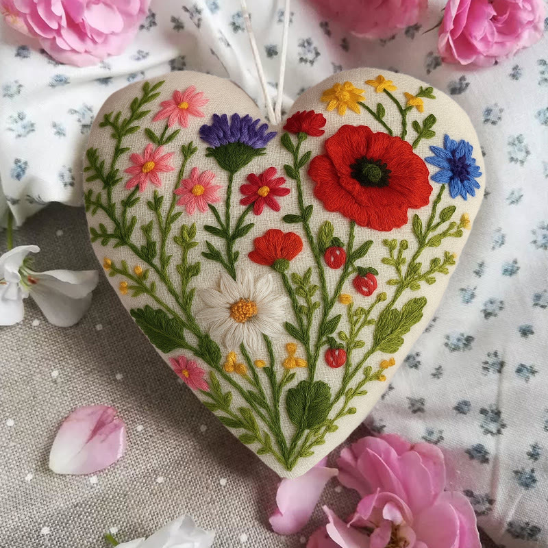 Rubbyoo Heart Embroidery Kit - Charming Garden | Diy Colourful Handicraft | Perfect Gift For Flower Lover - image 5