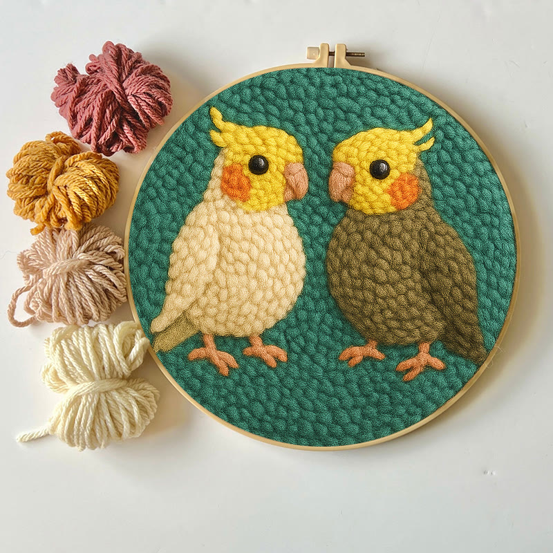  Parrot Couple Punch Needle Kit - Lovely Bird Needlework | Nice Wedding Handicraft - image 8