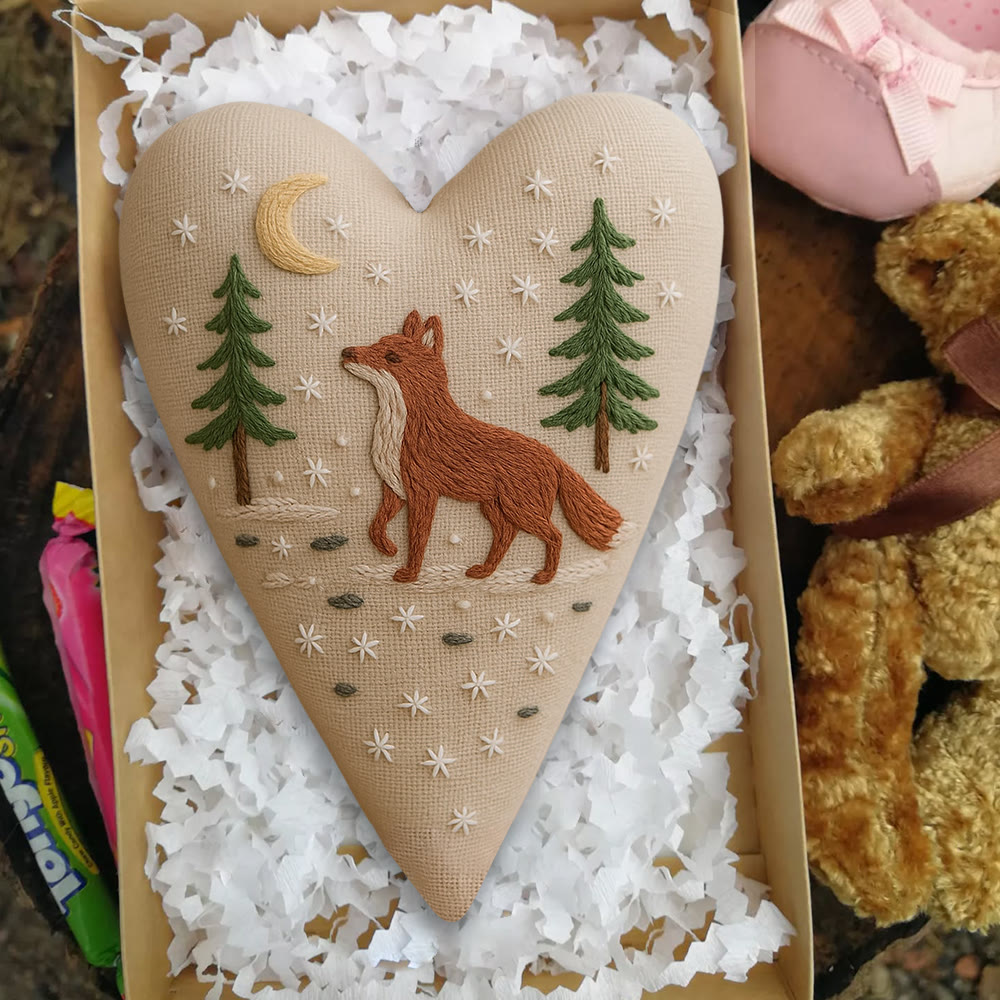 Rubbyoo Heart Embroidery Kit - Moonlit Fox | Winter Home Accent | Unique Gift Of Wildlife - image 5