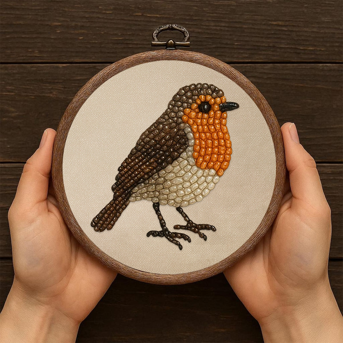 Rubbyoo Bead Embroidery Kit - Robin Bird | Diy Hoop Art | Perfect For Desk Ornament  - image 7