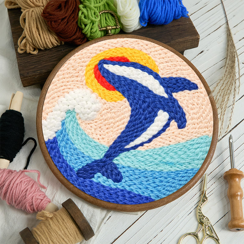 Leaping Orca Wave Punch Needle Kit - Easy Diy Project | Vibrant Home Statement - image 11