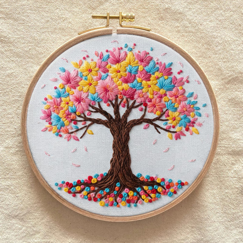 Rubbyoo Embroidery Kit - Rainbow Blossom Tree | Playful Craft | Vibrant Accent - image 7