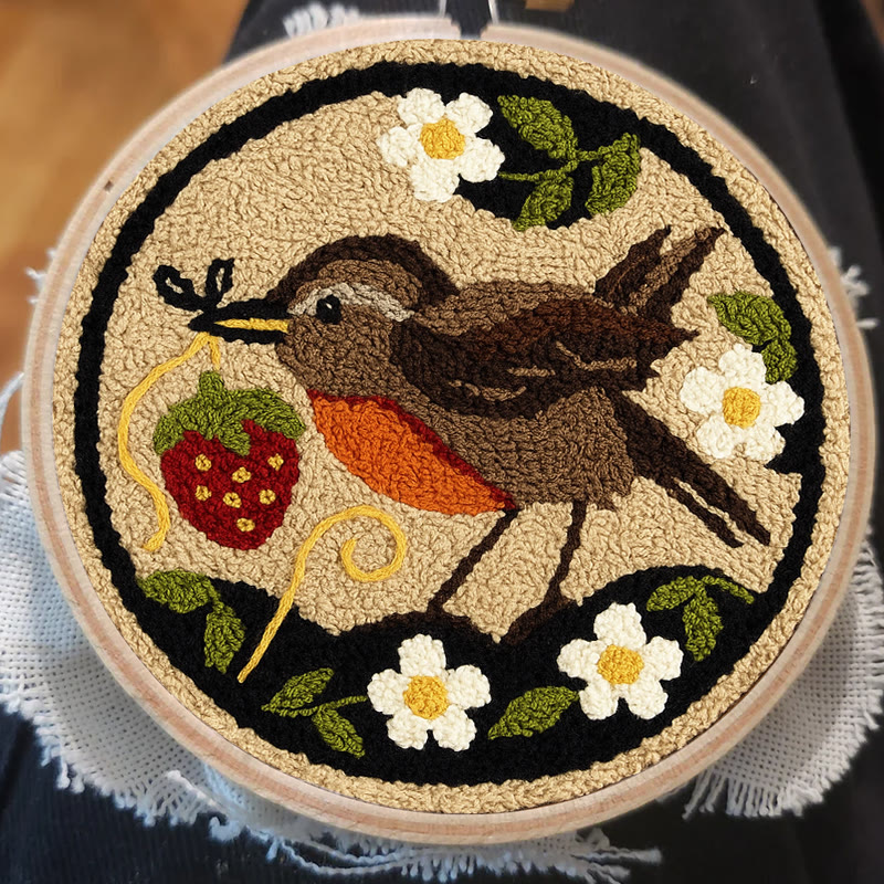 Strawberry Bird Punch Needle Kit - Diy Needle Yarn Craft | Beginner Handmade Art - image 5