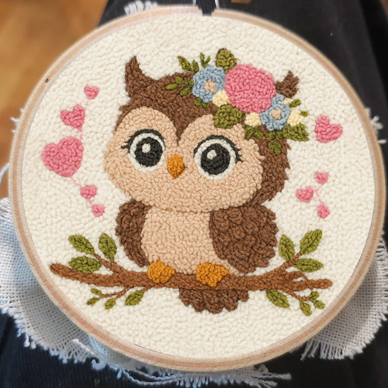 Floral Owl Punch Needle Kit - Adorable Animal Art  | Nice Handmade Gift For Her - image 6