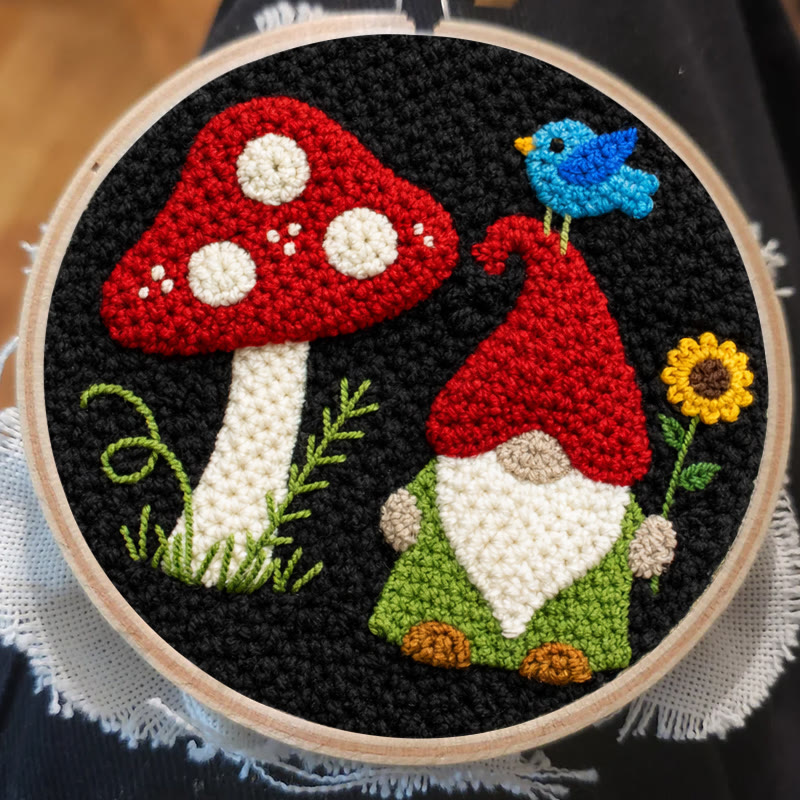 Mushroom Gnome Punch Needle Kit – Whimsical Handcraft | Cute Decorative Pendant - image 6