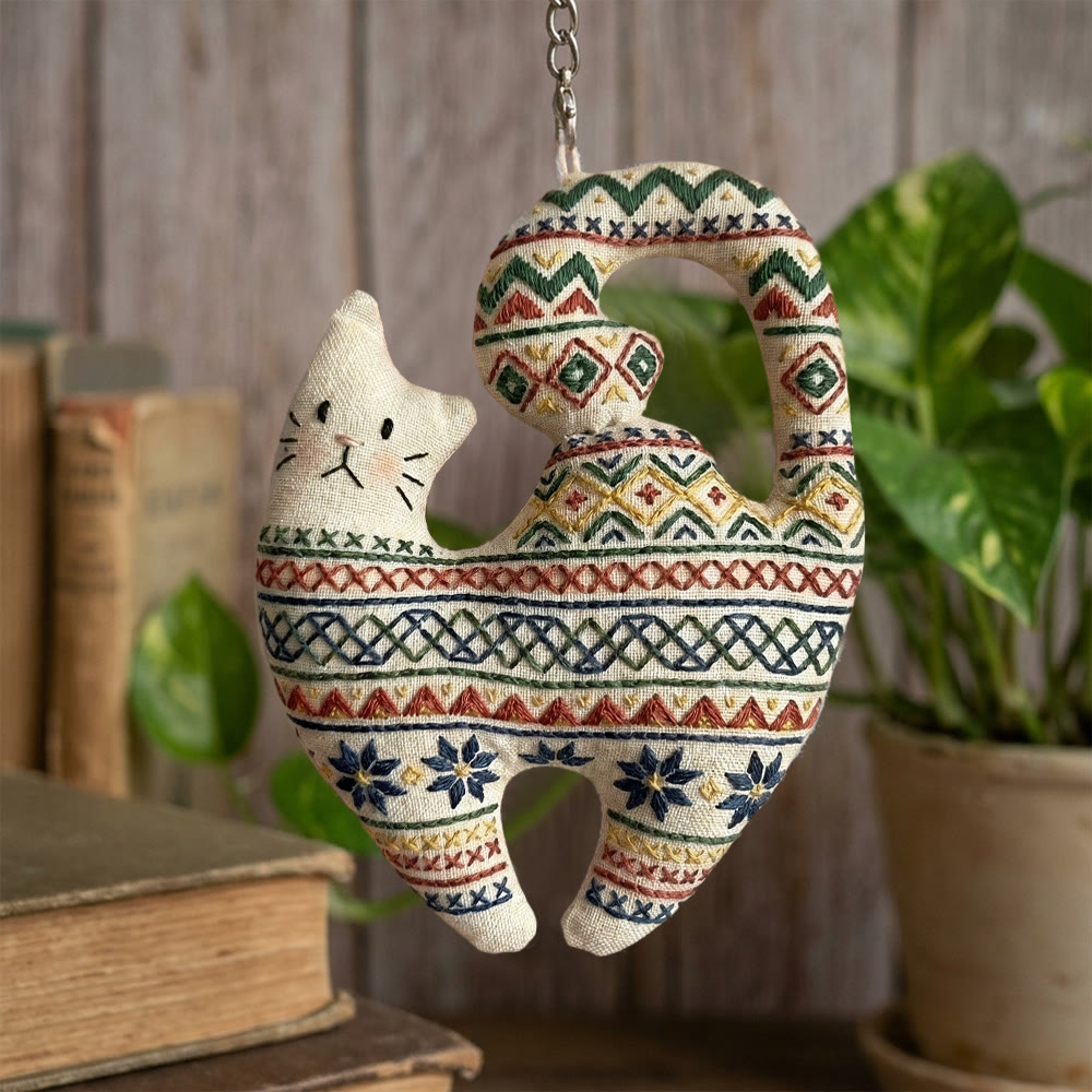Rubbyoo Kitty Embroidery Kit - Parallel Lines  | Artistic Hand-Stitiched Bag Charm | Simple Line Beauty - image 5