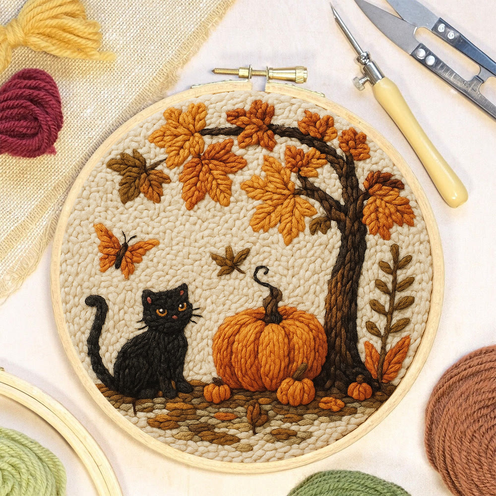 Halloween Autumn Punch Needle Kit - Diy Punch Needle Coaster | Halloween Pumpkin Handicraft | Easy Festival Decoration - image 7