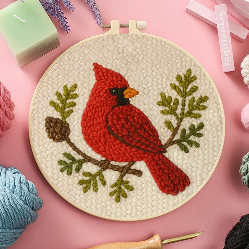 Red Cardinal Punch Needle Kit - Needlework For Beginner | Handmade Craft For Bird Lovers - image 9