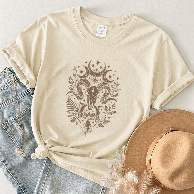 Rubbyoo Celestial Goat Graphic Tee -  Mystic Astrology Signs | Zodiac Gift For Her | Unisex Capricorn T-Shirt  - Beige - 2XL - image 11