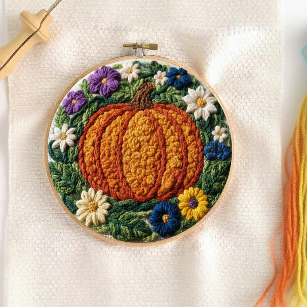 Vibrant Autumn Pumpkin Floral Punch Needle Kit – Exquisite Handcraft Piece | Ultimate Gifting Choice - image 7
