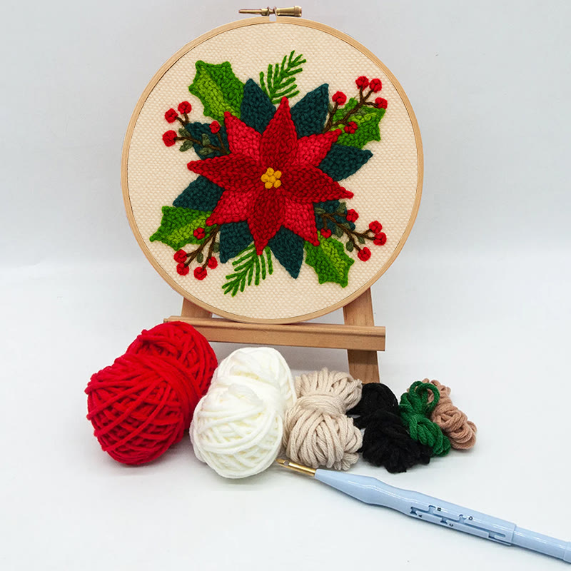 Christmas Poinsettia Punch Needle Kit - Winter Handmade Craft | Christmas Home Decoration  - image 10