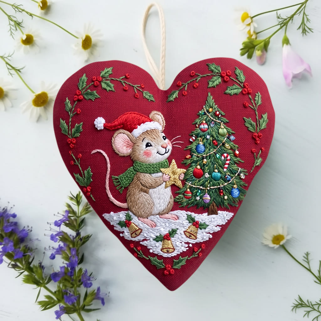 Rubbyoo Heart Embroidery Kit -  Lovely Mouse | Handmade Christmas Nursery Decor | Ideal Xmas Tree Hanging - image 4