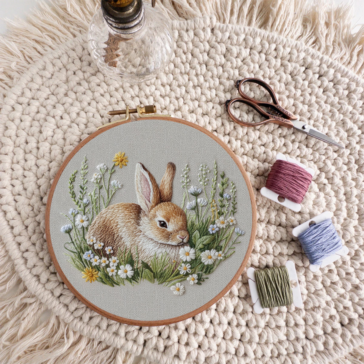 Rubbyoo Embroidery Kit - Rabbit In The Grass | Modern Beginner Craft |  Cute Hoop Art - image 9