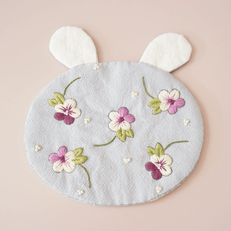 Embroidery Rabbit Coasters Kit | Creative Handmade Craft | Unique Home Decoration - Pansy - Blue - image 7