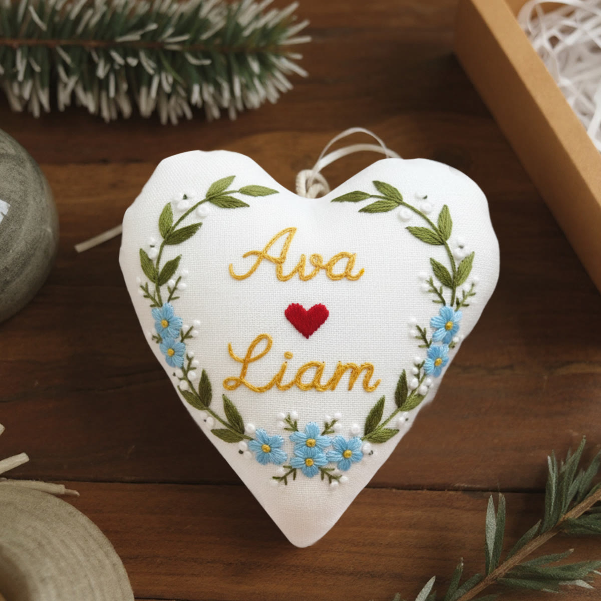 Rubbyoo Heart Embroidery Kit - Ava Liam Heart Blue Blossom | Beginner-easy Embroidery | Custom Decor Accent - image 3