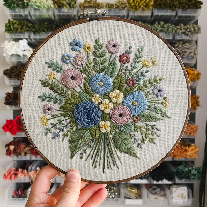 Rubbyoo Embroidery Kit - Wildflower Bouquet | Blooming Handmade Art | Spring Stitch Pattern - image 6