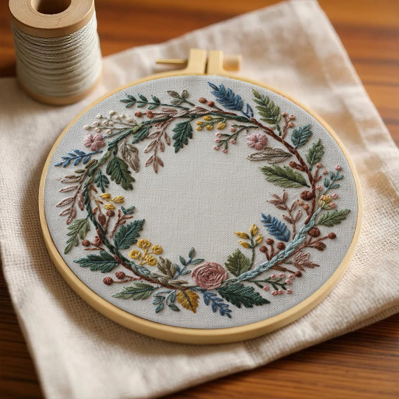 Rubbyoo Embroidery Kit - Floral Wreath | Handcrafted Art | Perfect For Diy Projects - image 6