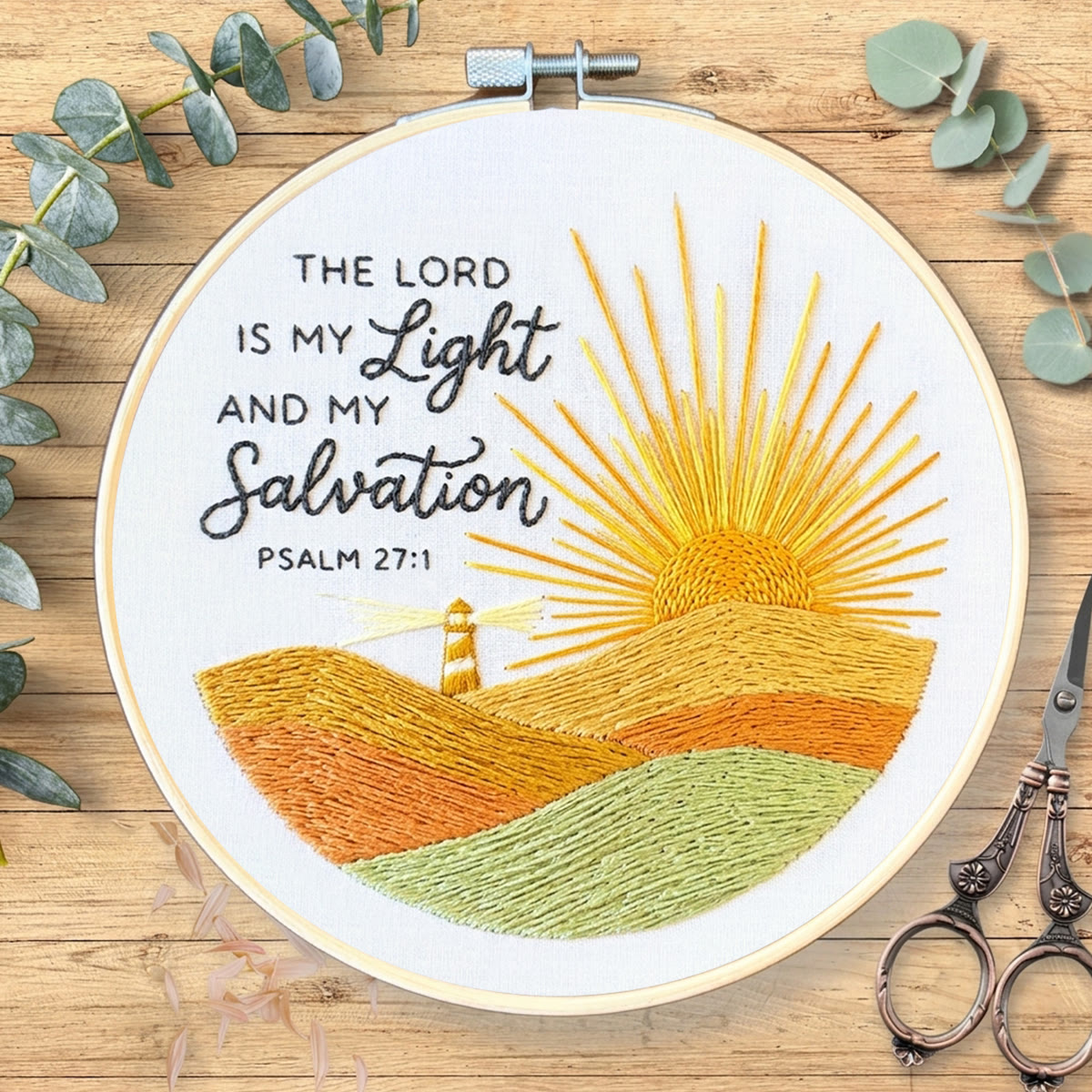 Rubbyoo Embroidery Kit - The Lord Is My Light & Salvation | Religious Stitch Pattern | Christian Decorative Art - image 5