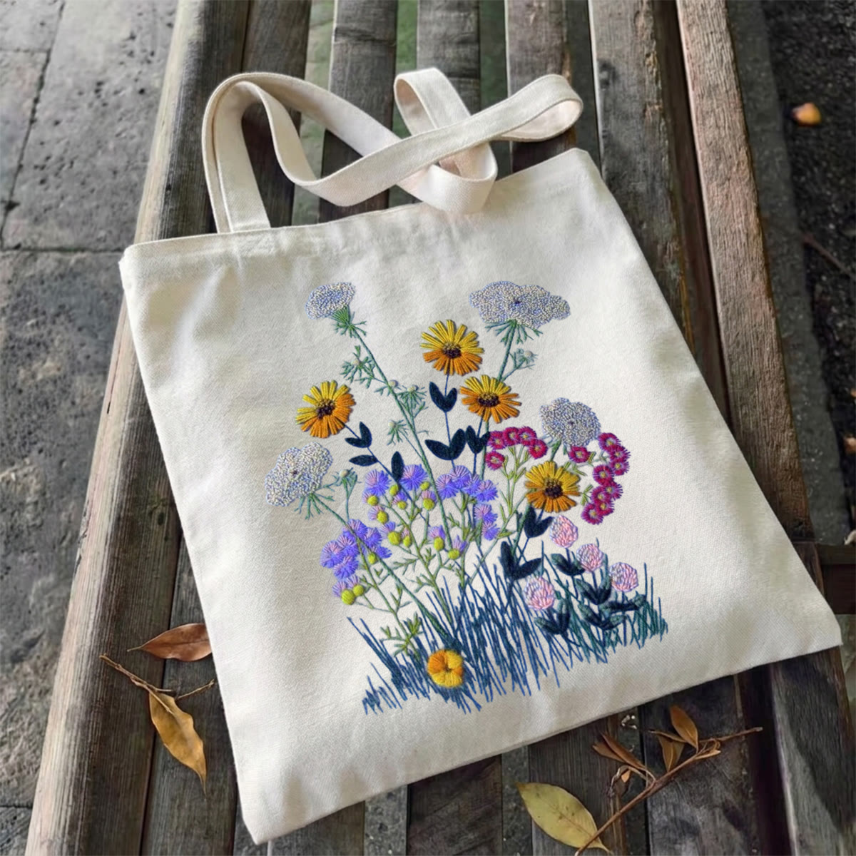 Rubbyoo Embroidery Tote Bag Kit - Spring Wildflower| Colorful Floral Artwork | Accessories Bag For Beginners - image 5