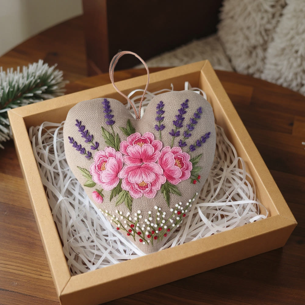 Rubbyoo Heart Embroidery Kit - Pink Peony With Lavender Accent | Exquisite Handmade Craft | Elegant Gifting Pick - image 6