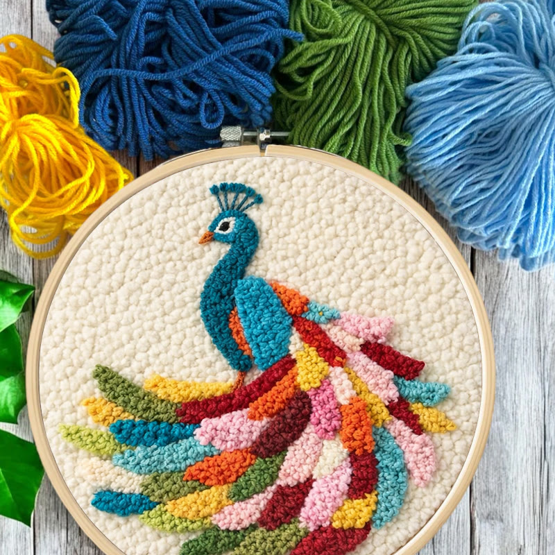 Colorful Peacock Punch Needle Kit - Playful Handcraft | Top Gifting Choice - image 8