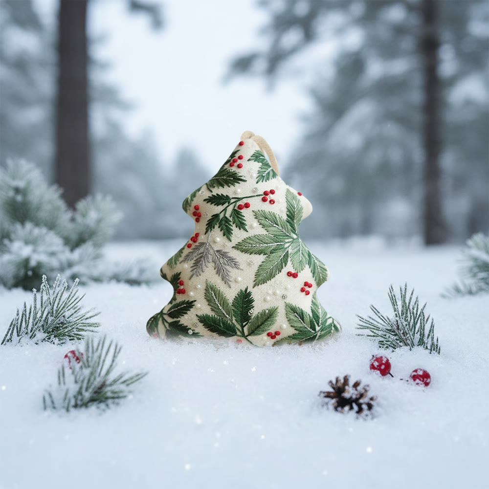 Rubbyoo Tree-shaped Embroidery Kit - Holly Leaves | Christmas Tree Ornaments | Holiday Party Gift - image 10