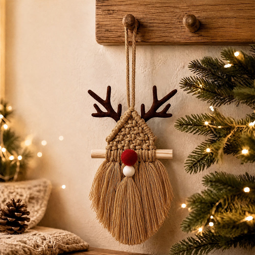 Rubbyoo Faceless Santa Hanging – Woven Tassel Accent For Xmas Tree | Cozy Festive Home Decorations - Khaki - image 4