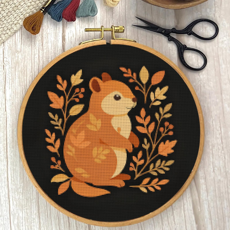  Cross Stitch Kit - Fall Squirrel | Halloween Autumn Craft |  Diy Animals Needlepoint - image 5