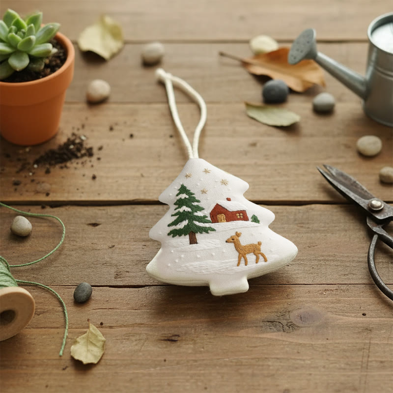 Rubbyoo Tree-shaped Embroidery Kit - Winter Deer | Diy Craft Kit | Beginner Embroidery Pattern - image 8