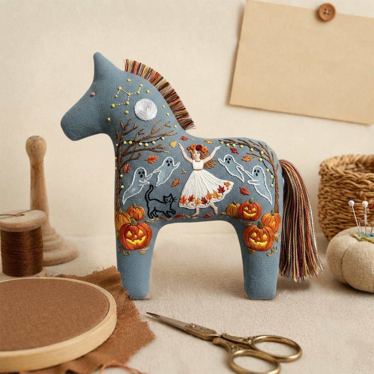 Rubbyoo Dala Horse Embroidery Kit - Dancing Girl | Witchy Gift For Her | Cute Halloween Ornament - image 6