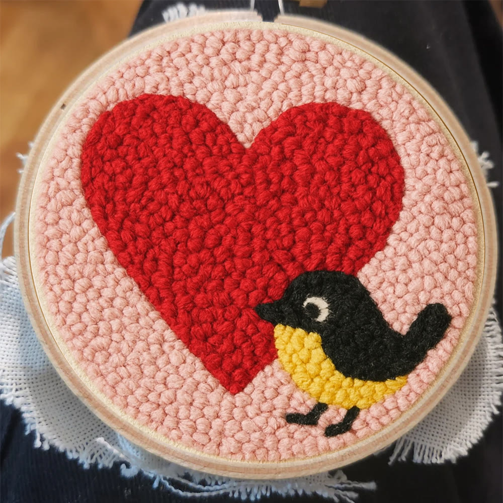 Vibrant Plush Heart Bird Punch Needle Kit – Newbie-friendly Craft | Top Gifting Pick - image 7
