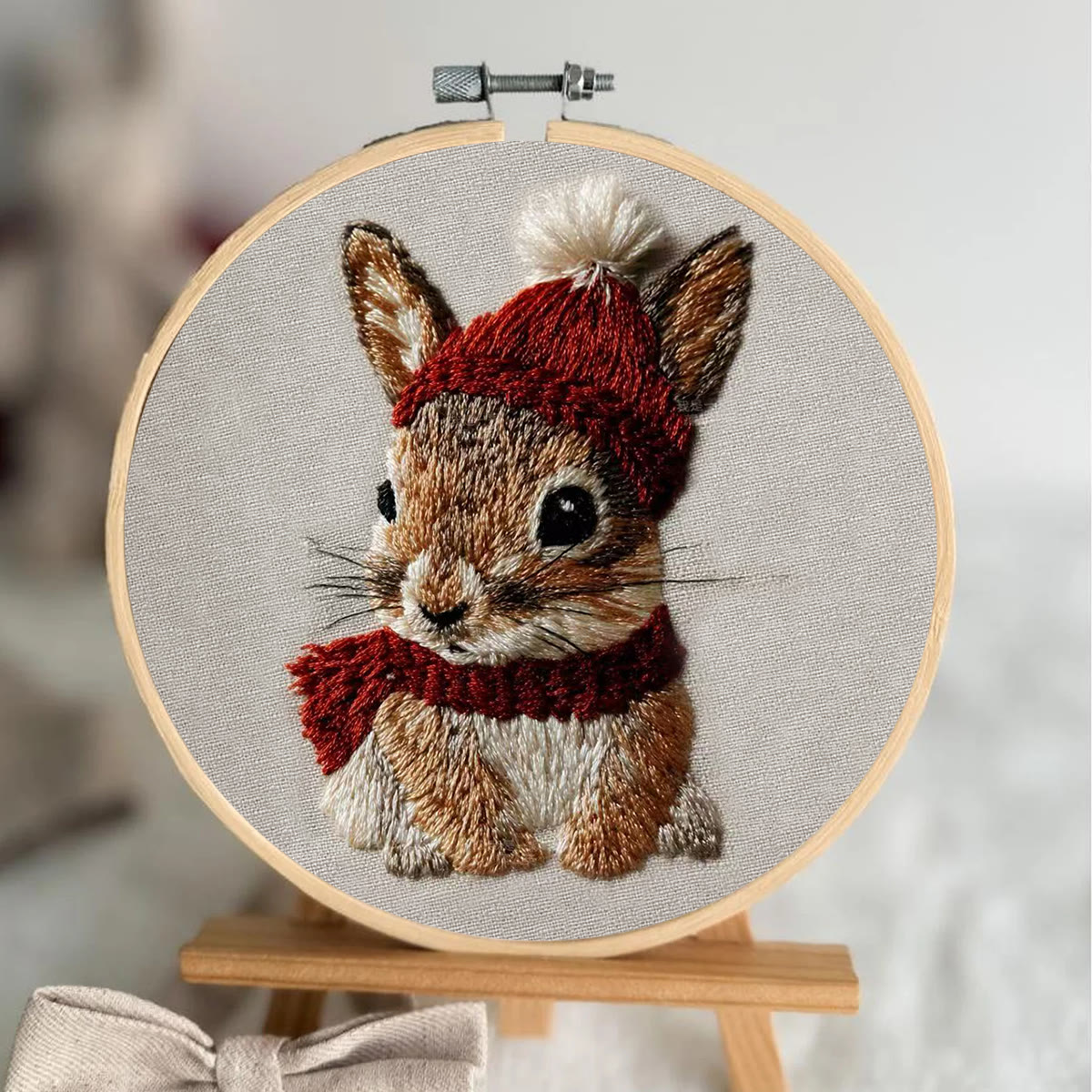 Rubbyoo Embroidery Kit - Christmas Bunny | Cute Animal Carft | Gift For Holiday Decor  - image 3
