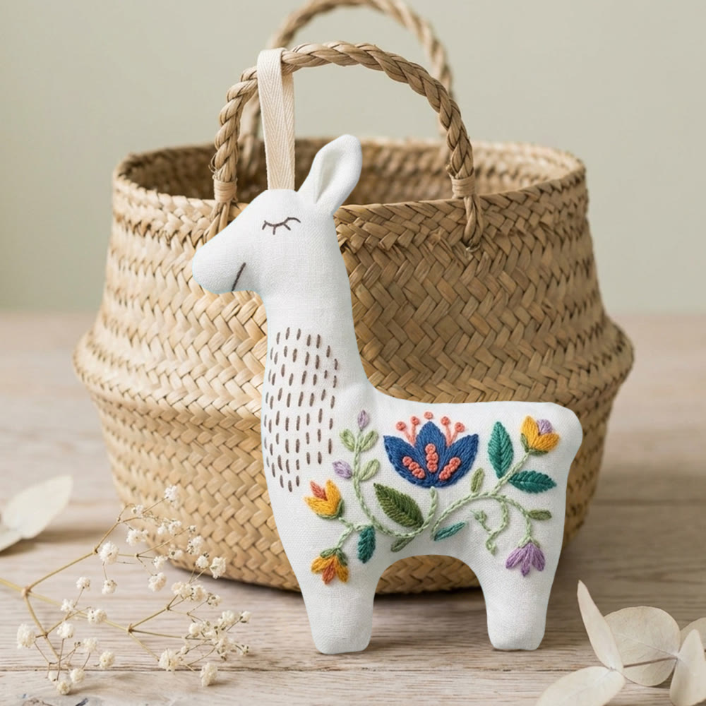 Rubbyoo Llama Embroidery Kit - Little Blooms | Handmade Adorable Gift | Diy Hanging Ornament - image 5