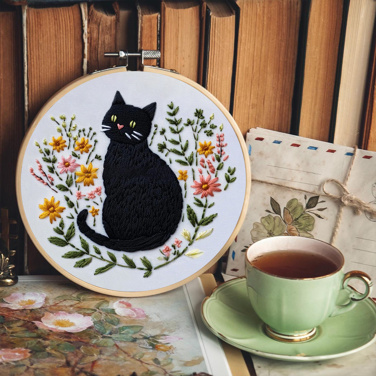 Rubbyoo Embroidery Kit - Floral Kitty | Handmade Needle Art | Gift For Cat Lovers - image 7