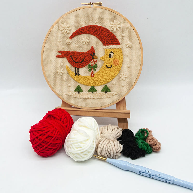 Christmas Night Punch Needle Kit - Adorable Cardinal Handicraft | Diy Wall Hanging Ornament - image 10