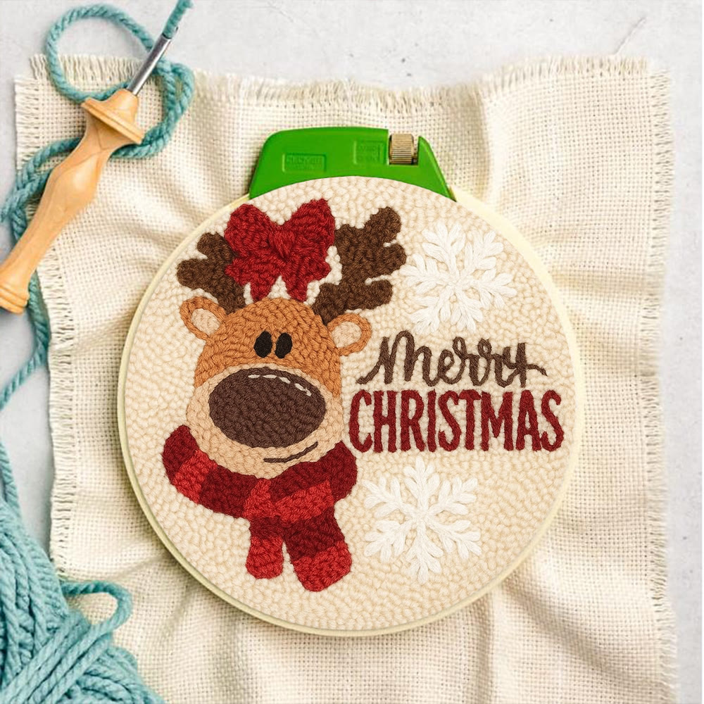 Adorable Reindeer Punch Needle Kit - Handmade Christmas Gift | Beginner Yarn Craft  - image 10