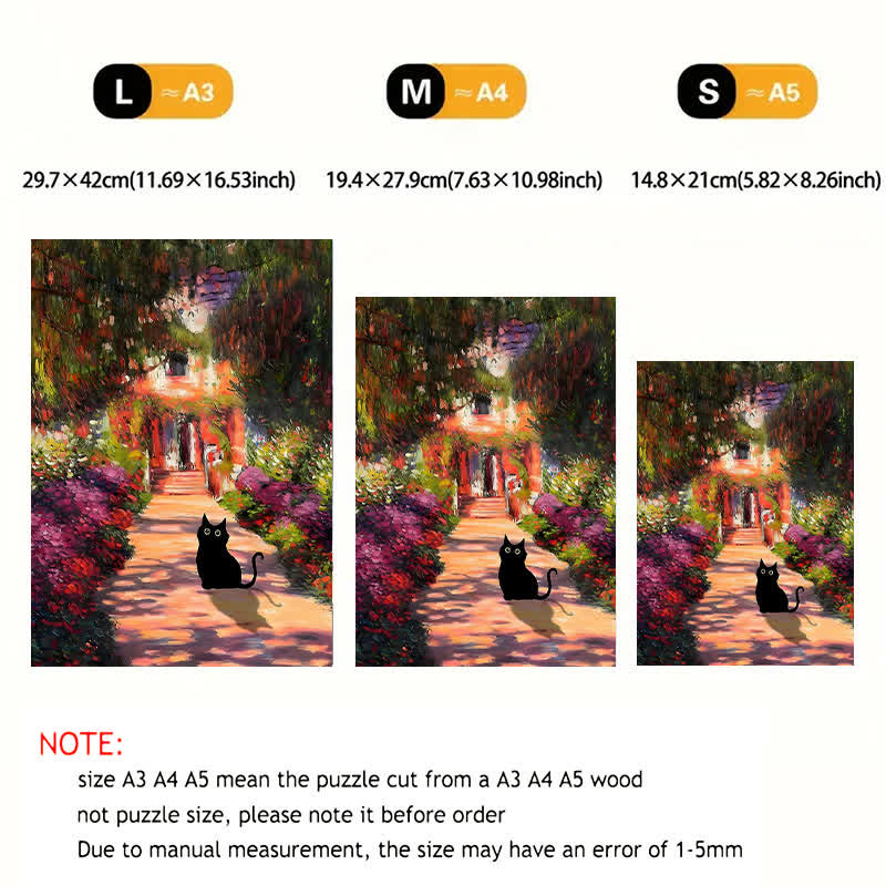 Rubbyoo Monet Garden Cat - Wooden Jigsaw Puzzle