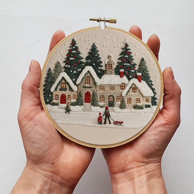 Rubbyoo Embroidery Kit - Christmas Cabin Sledding Scene | Heartwarming Indoor Decor | Exquisite Stitch - image 6