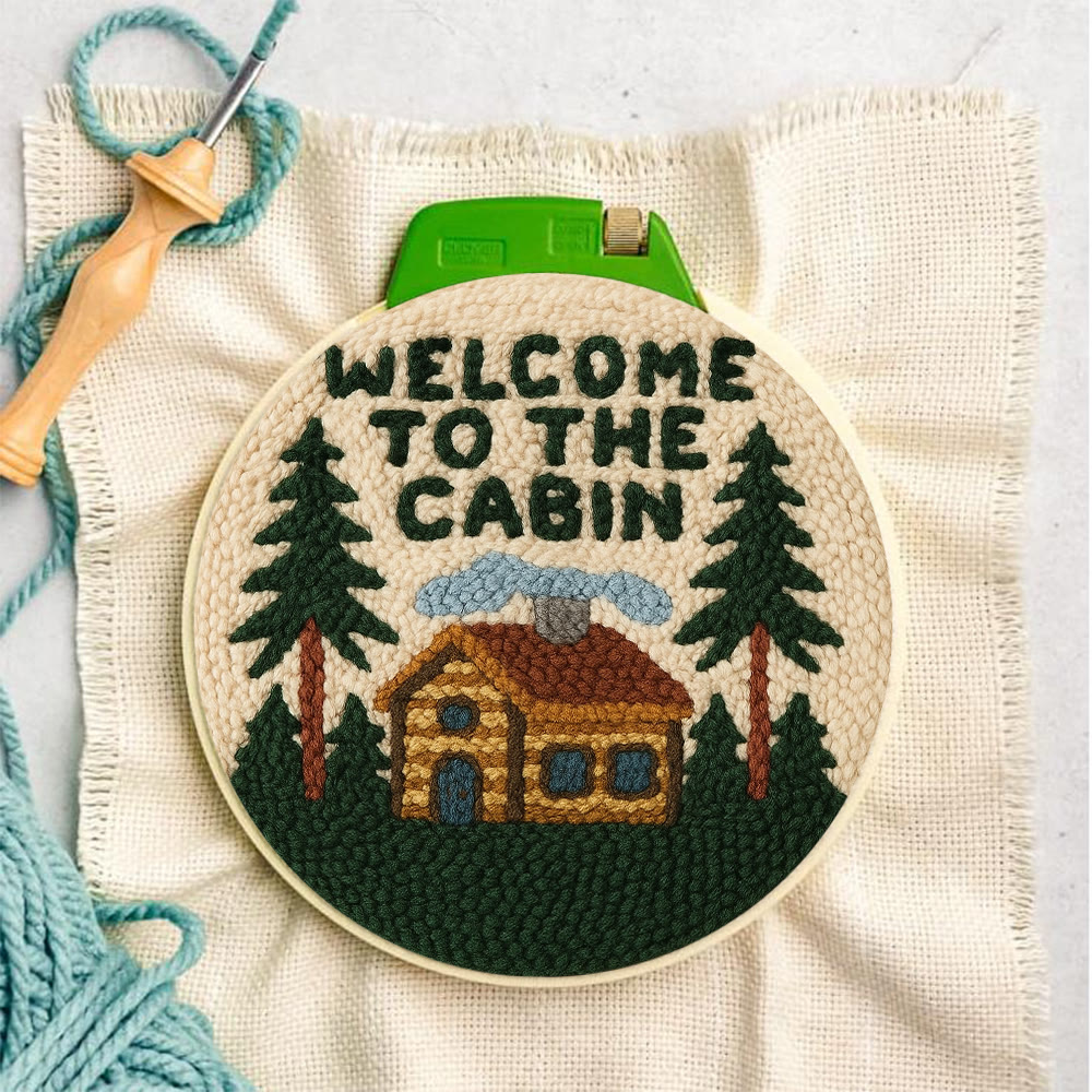 Cabin Welcome Punch Needle Kit - Handcrafted Art | Rustic-themed Home Accent - image 3
