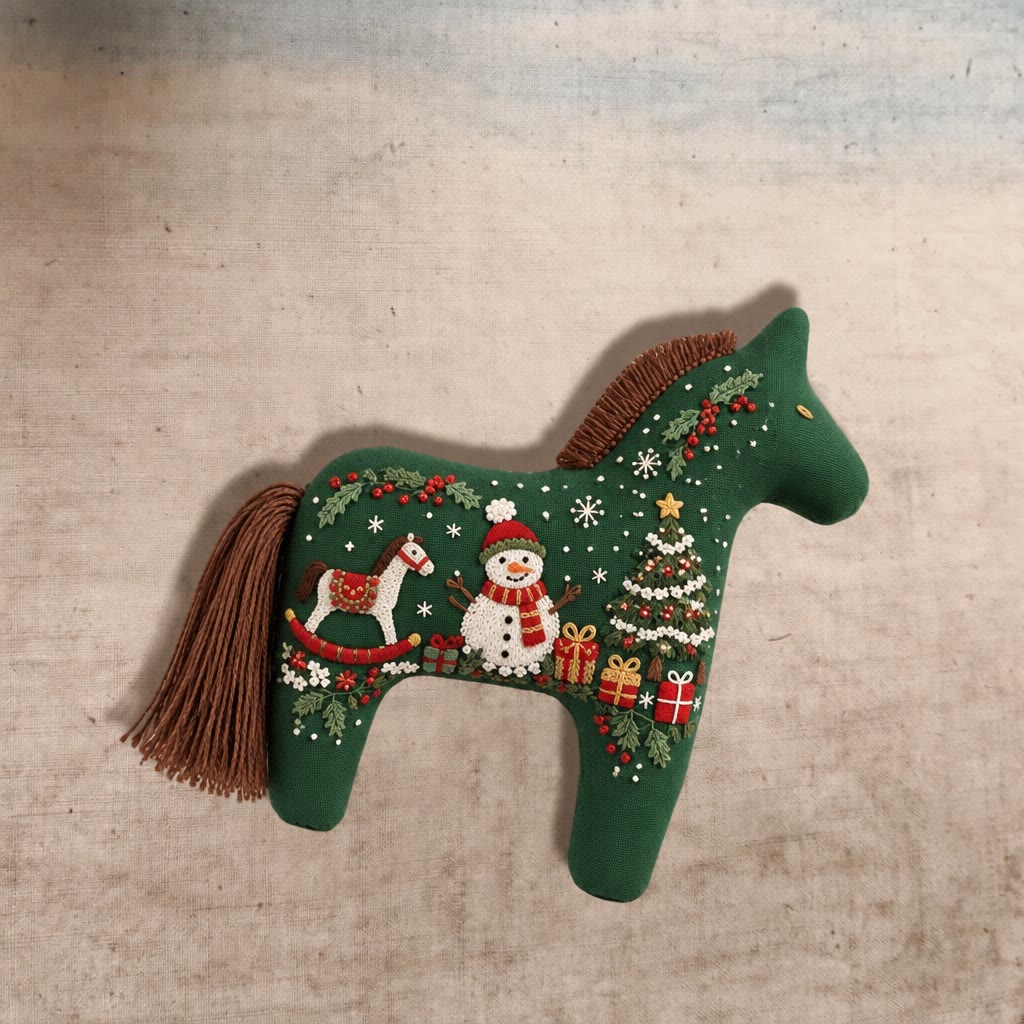 Rubbyoo Dala Horse Embroidery Kit - Christmas Snowman | Diy Xmas Tree Hanging | Cozy Festive Home Display Accent - image 8