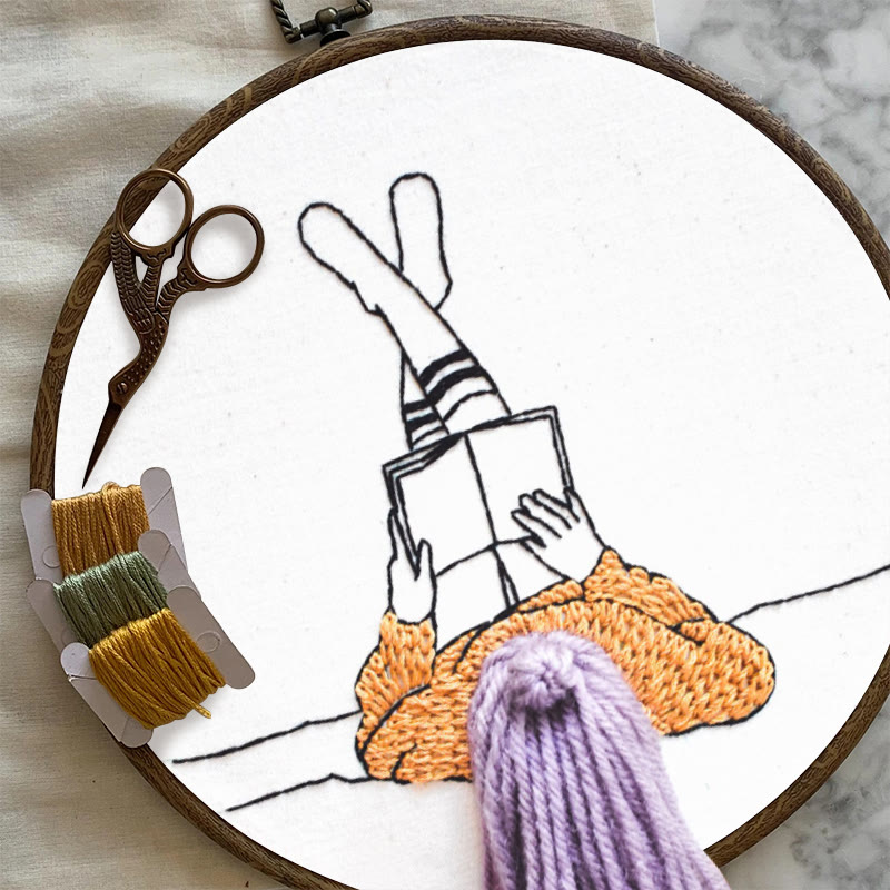 Rubbyoo Embroidery Kit - Reading Girl  | Creative Home Ornament | 3d Handmade Craft - image 7