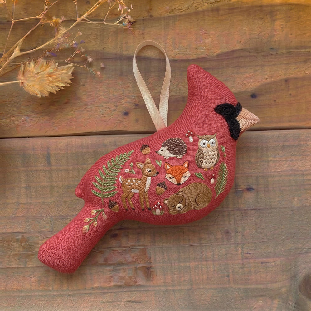 Rubbyoo Cardinal Embroidery Kit - Woodland Animals | Unique Artisan Gift | Nursery Hanging Decor - image 4
