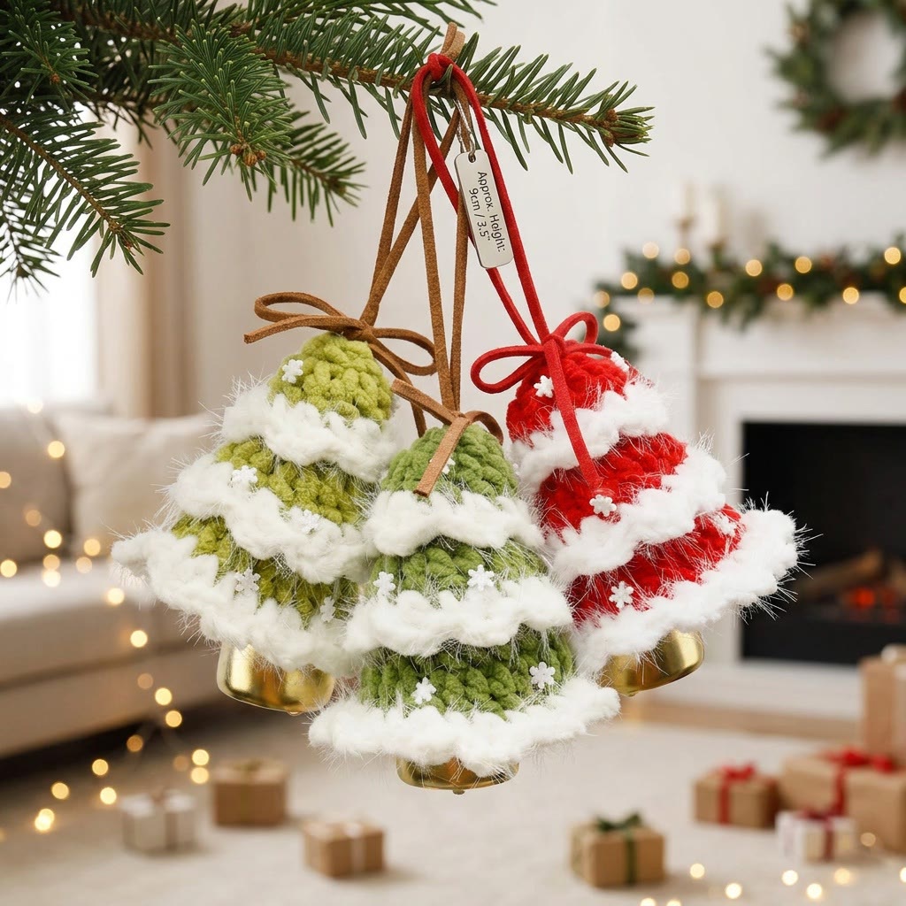 Rubbyoo Crochet Christmas Bell Charm – Lovely Xmas Tree Hanging | Cozy Holiday Home Decor - image 1