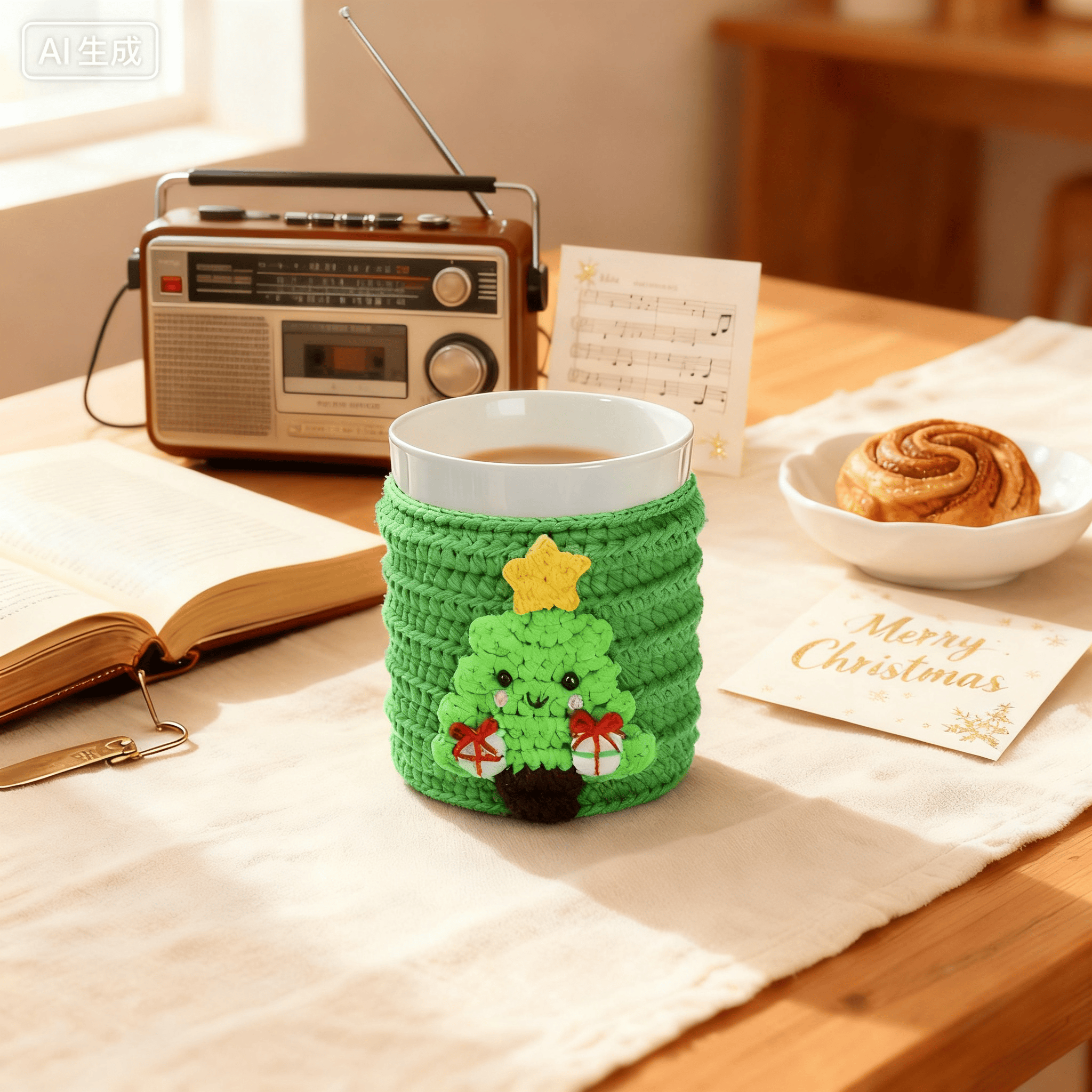 Diy Handmade  Christmas Cup Sleeve Series Crochet Kit -  Creative Handmade Christmas Craft | Perfect Housewarming Gift - Christmas tree - image 3