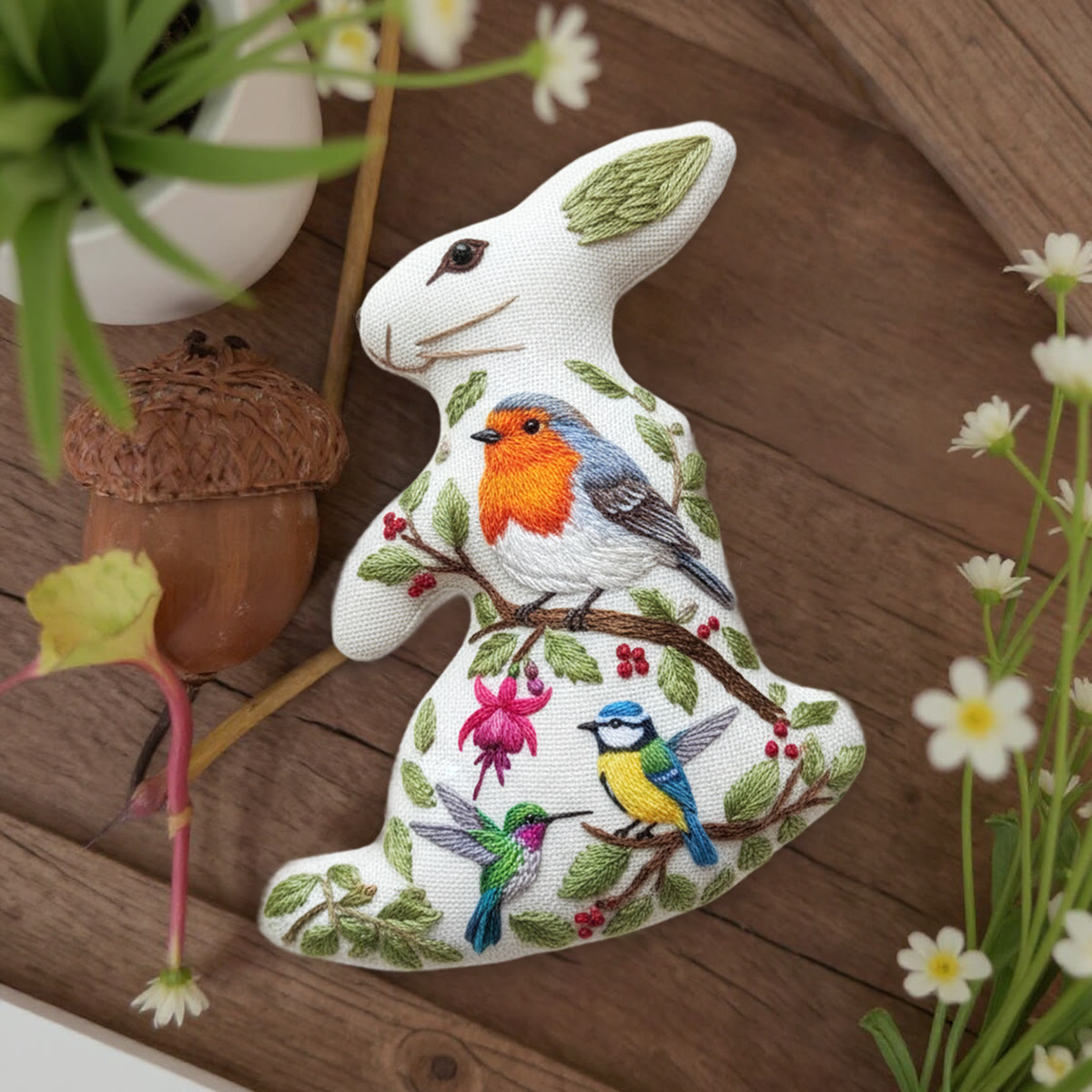 Rubbyoo Rabbit Embroidery Kit - Spring Bird |perfect Gift For Animal Lovers | Special Handmade Art - image 6