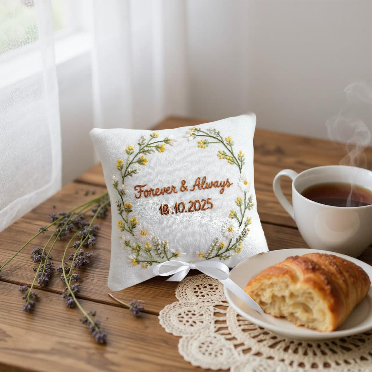 Rubbyoo Personalized Ring Bearer Pillow Embroidery Kit - Daisy Yellow Flower Wreath | Beginner Diy | Weddings Anniversaries - image 9