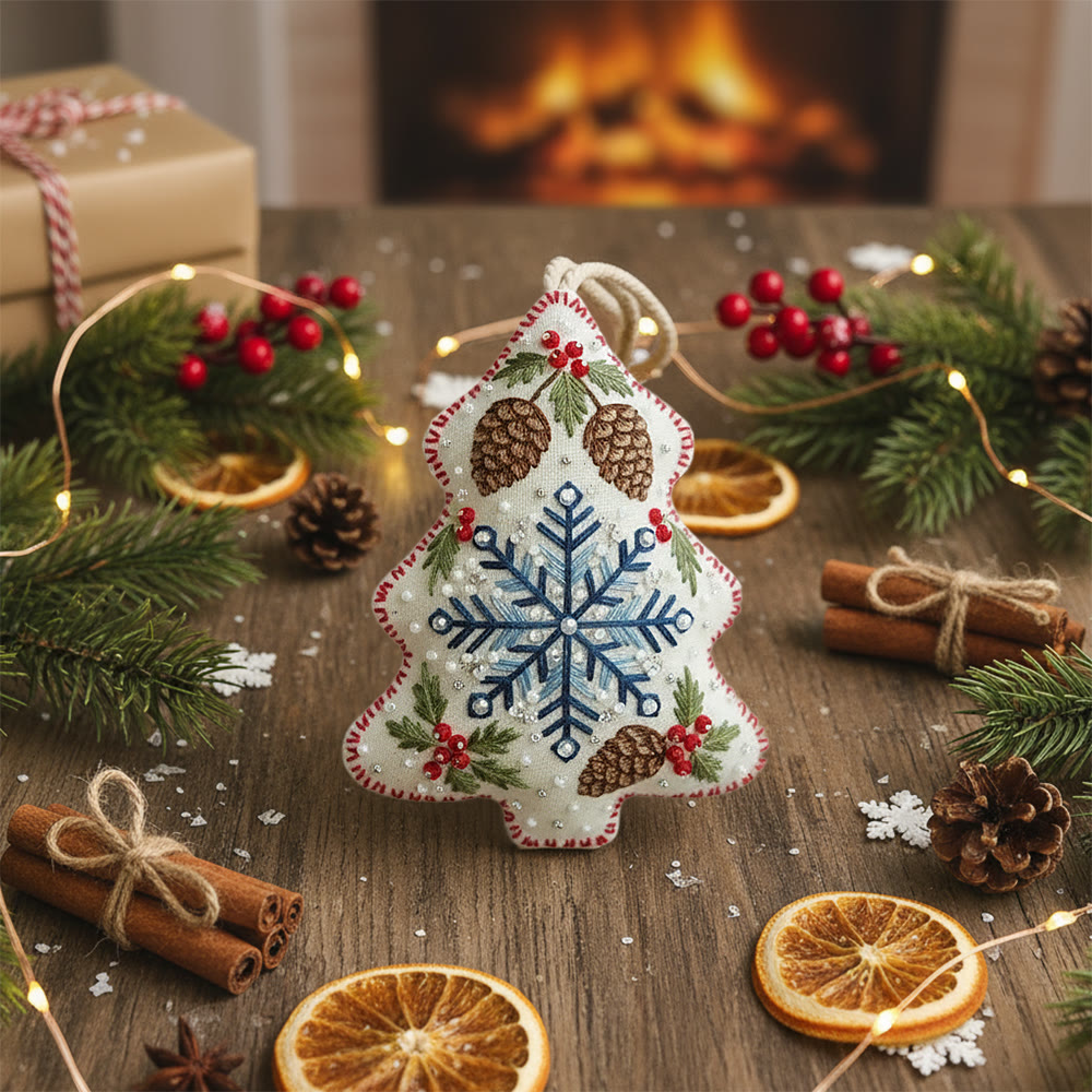 Rubbyoo Tree-shaped Embroidery Kit - Snowflake-pinecone | Exquisite Decor | Top Holiday Gifting Pick - image 8