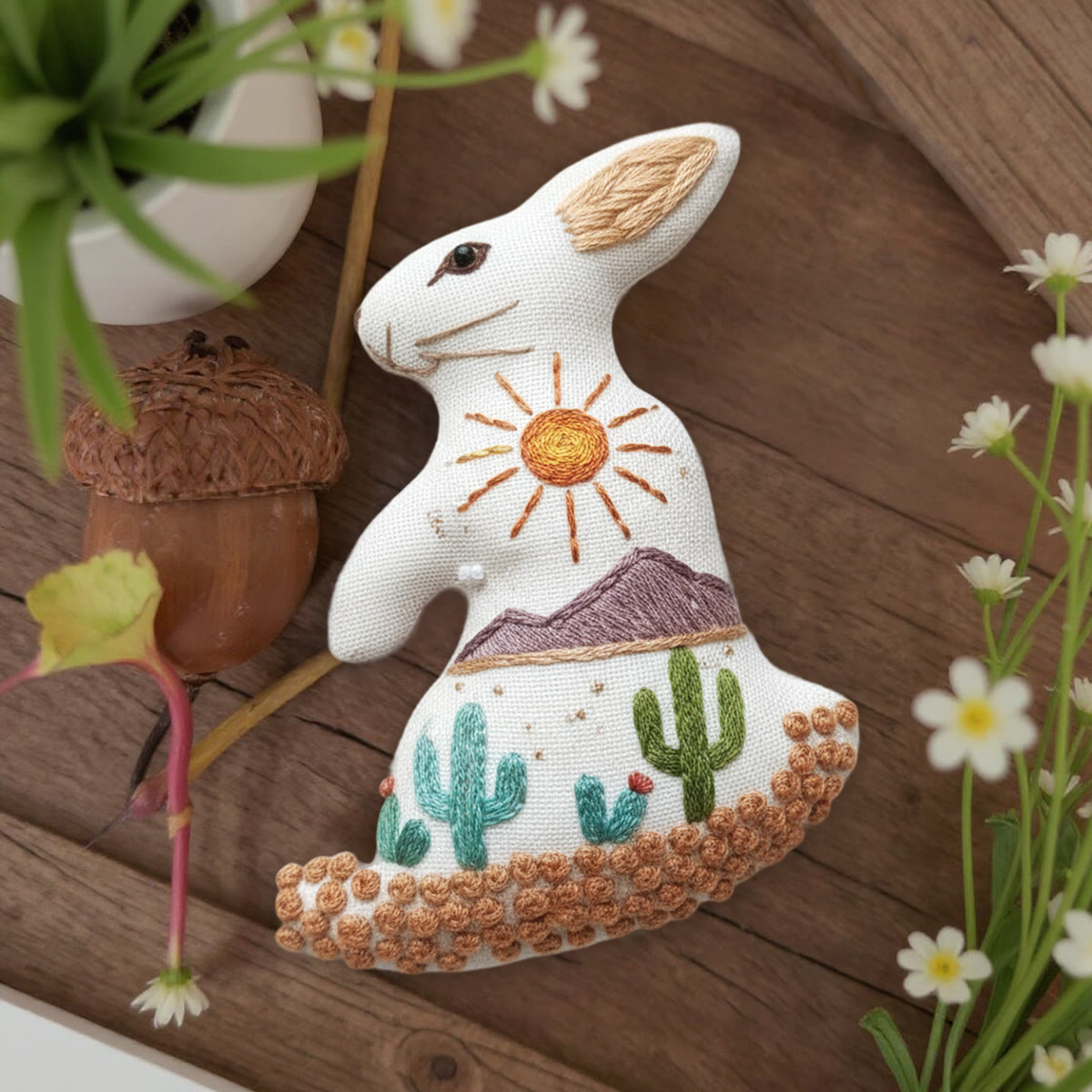 Rubbyoo Rabbit Embroidery Kit - Sun In Desert | Easy Handmade Stitch | Unique Handmade Pendants - image 9
